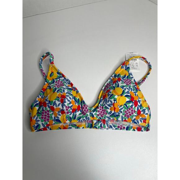 NEW J.CREW Tropical Fruit Floral Bikini Top Size XS Swimwear - Picture 1 of 6